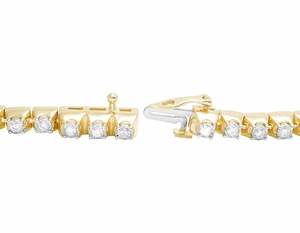 Stylish 10K Gold Lab Grown Diamond <b>Bracelet</b> Crafted in Single Row Tennis Pattern for Everyday Sophisticated Look - Product Image 4