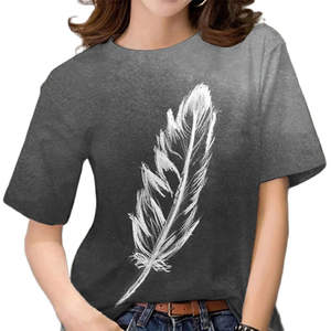 Venta al por mayor de moda de verano señoras camisetas de impresión 3D Top con decoración de diamantes de las mujeres sueltas de verano camiseta para las mujeres - Product Image 5