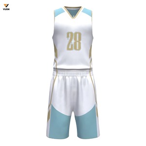 Ensemble d'uniformes de basket-ball personnalisés de haute qualité, ensemble de short et maillot de basket-ball réversible cousu avec logo brodé - Product Image 1