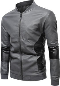 Chaqueta de cuero de alta calidad para hombre, chaqueta de cuero con cremallera y cuello de pie de talla grande, abrigos de cuero de motocicleta ajustados - Product Image 5