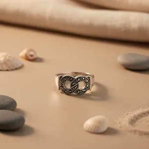 Bague Éternité Classique en Argent 925 Vintage avec Pierre Naturelle Géométrique et Sertissage Pavé, Unisexe, pour Usage Quotidien, Idée Cadeau - Product Image 1