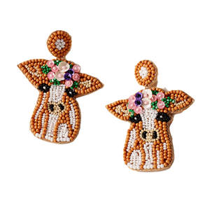 Pendientes de Cuentas con Diseño de Cara de Vaca de Alta Calidad, Bordado con Cuentas de Semillas Personalizadas, el Mejor Regalo - Product Image 5