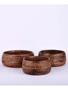 Bol à salade en bois, bord ondulé festonné, moderne, poli, écologique, fait main, en bois d'acacia, plat de service pour fruits, vaisselle de table - Product Image 5