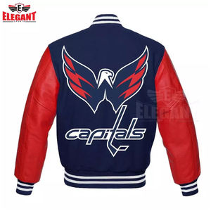 Letterman Varsity Jacket Elegante Hip Hop Letterman Béisbol Chaqueta deportiva Mangas de cuero Cuerpo de lana - Product Image 4