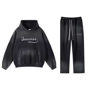 Survêtement de qualité supérieure en coton français, broderie en chenille et lavage à l'acide, streetwear personnalisé pour hommes - Product Image 6