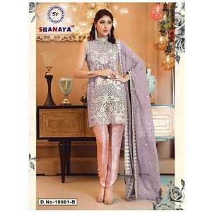 Nueva variedad de vestidos elegantes, tendencia de imitación pesada, Georgette Salwar Kameez con Zari y bordado, exportador de moda para mujeres - Product Image 1