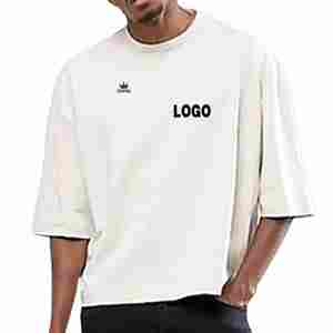 Camiseta de secado rápido de peso pesado para hombres de alta calidad, estampado de patrón sólido, manga corta, ropa clásica para adultos, camisa recortada Formal - Product Image 1