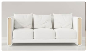Canapé trois places minimaliste avec revêtement en tissu et accoudoirs en bois pour salon - Product Image 5