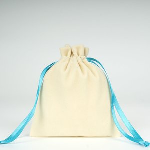 Velvet Rose <b>Drawstring</b> <b>Pouch</b> Turquoise Ribbon 4 5 (10 13 Cm) Screen Printing Finish Embroidery Logo for Gemstones Necklaces - Product Image 1