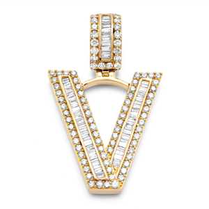 Iced Out 925 Sterling Silver Moissanite Initial 'V' Pendentif Design Personnalisé Nom Initiale Pendentif Hip Hop Bijoux Cadeau Pour Lui-Elle - Product Image 1