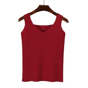 Camiseta sin mangas de verano negra para mujer con Top de encaje rojo, camisolas sueltas, chaleco de talla grande, ropa interior para mujer - Product Image 1