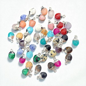DIY Oval Faceted Purple Jade Gemstone Charm Pendant - 925 Silver Fine Charms-Hecho a mano Tiny Bracelet Charms para venta al por mayor - Product Image 3