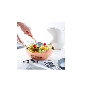 Bol à fruits en cuivre au design simple et bol à salade en cuivre au design personnalisé, forme ronde faite à la main - Product Image 5