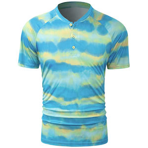 2024 Custom logo Short Sleeve <b>Collarless</b> Polo <b>Shirt</b> Breathable Oversized Graphic Print Golf for <b>Men</b> - Product Image 3