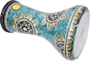 Gawharet El Fan 17,5 pouces, corps en aluminium moulé professionnel, mosaïque artisanale, motif floral bleu turquoise, étoile pour doumbek/darbuka égyptien - Product Image 2
