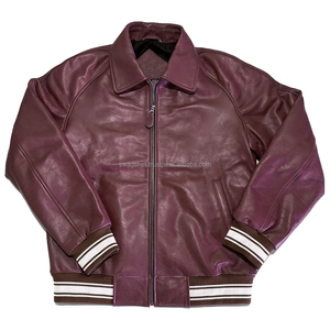 Haut hommes en cuir PU manches régulières Double couture cousu deux pièces col fantaisie extérieur Bomber veste OEM High Street - Product Image 6