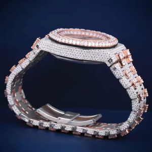 Reloj de lujo de cuarzo con diamantes VVS Clarity Moissanite para hombre, reloj helado de dos tonos de alta calidad, banda de acero inoxidable, estilo Hip Hop - Product Image 4