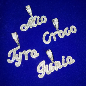 Pendentif personnalisé avec nom en lettres, argent 925 plaqué or, moissanite, serti à griffes, aspect diamant glacé, bijoux hip-hop unisexe, cadeau - Product Image 3