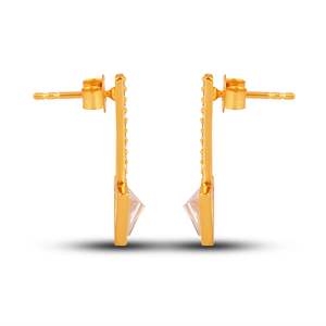 Pendientes Colgantes de Plata de Ley 925 con Circonita Dorada, Diseño Moderno y Elegante - Product Image 3