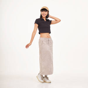 Usine directe nouveau Design noir gaufré col en v pour Polo haut court à manches courtes décontracté mode t-shirt tricoté respirant - Product Image 4