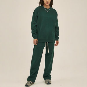 Poliéster Algodón Casual Cuello redondo Fleece Otoño Invierno Traje de sudor de gran tamaño Buena calidad Conjunto de camisa de sudor Mujeres personalizado - Product Image 6