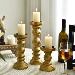 Handmade Wooden <b>Candle</b> Holders | Vintage Pillar <b>Candle</b> Stand <b>Set</b> | Rustic Home Decor - Product Image 5