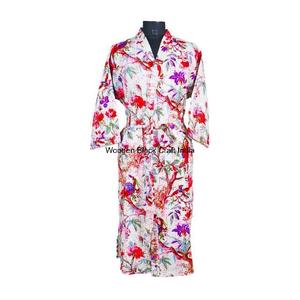 Robe kimono en coton 100% pur, tricotée, matelassée, faite à la main, confortable, pour l'hiver/le printemps/l'automne, motif écologique, vente en gros - Product Image 2