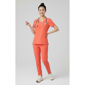 ชุดสครับทางการแพทย์แบบมืออาชีพชุดเสื้อสครับคอวีผ้าฝ้ายสครับทนทานต่อการซีดจางขายส่ง - Product Image 1