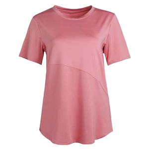 Women's Summer Fitness <b>Top</b> Breathable <b>Short</b>-<b>Sleeved</b> T-Shirt Casual O-Neck Design Plain Dyed for <b>Ladies</b> - Product Image 1