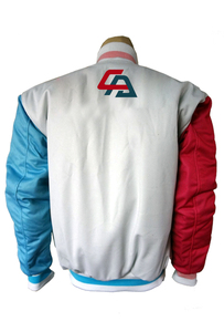 Blouson aviateur en satin personnalisé pour hommes, style universitaire brodé à la mode avec col montant et logo sur le devant Vente en gros - Product Image 2