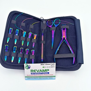 Kit de pinces à extensions de cheveux professionnelles multifonctionnelles en acier inoxydable REVAMP INTERNATIONAL, couleur arc-en-ciel, outil durable - Product Image 1