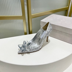 รองเท้าเจ้าสาวคริสตัลเพชรสำหรับผู้หญิง รองเท้าส้นเข็มดีไซน์เนอร์ประดับเพชร รองเท้าสำหรับงานเลี้ยงเจ้าสาว - Product Image 5