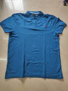 Camiseta clásica azul ligera y transpirable de algodón 100% de punto para uso diario en el clima de Noida Longitud corta y diseño en blanco - Product Image 3