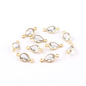 Actory-conector de piedras preciosas de cuarzo, conector de Latón chapado en oro amarillo, conectores de pulsera de doble bail DIY - Product Image 5