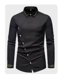 Chemises décontractées pour hommes à coupe ajustée, manches longues, double boutonnage, en satin anti-boulochage avec petite poche – Vente en gros personnalisée pour l'automne - Product Image 2