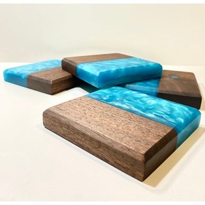 Factory Supply <b>Top</b> Quality Customize Modern Classic Style Epoxy Wood & <b>Resin</b> Coaster Set of 4 With Holder - Product Image 5