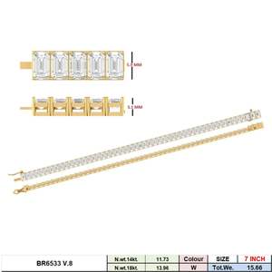 14K <b>White</b> Gold Rhodium Plated Lab Grown CVD Diamond Tennis <b>Bracelet</b> | Emerald Cut Diamonds | Classic Box Setting | Women's - Product Image 3