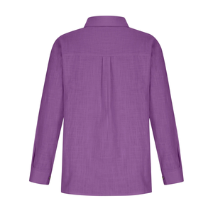 OEM Custom Logo Design 100% Lilen Women's Regular Fit Solid <b>Khaki</b> Color Full Sleeve Shirt with Turn Down Collar From Bangladesh - Product Image 6