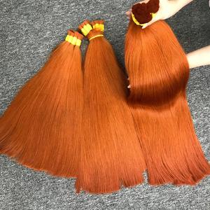Extensiones de cabello Remy vietnamita recto naranja claro de alta calidad a granel de colores brillantes sedoso sin proveedor de caída al por mayor - Product Image 2