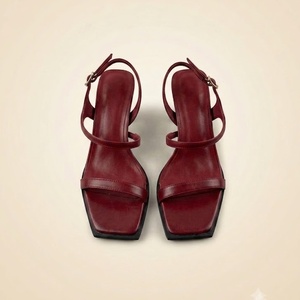 Sandali Donna Personalizzati OEM ODM <span class=keywords><strong>Bordeaux</strong></span> con Cinturino, <span class=keywords><strong>Tacco</strong></span> Gattino e Punta Quadrata, <span class=keywords><strong>Scarpe</strong></span> Eleganti Estive Primaverili con Cinturino alla Caviglia per Feste, B2B, MOQ <span class=keywords><strong>Basso</strong></span> - Product Image 2