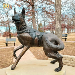 Statue de berger allemand en <span class=keywords><strong>bronze</strong></span> grandeur nature <span class=keywords><strong>Sculpture</strong></span> de chien en plein air - Product Image 1