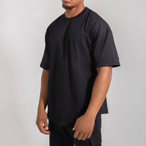 T-shirts pour hommes Sérigraphie d'été en coton T-shirt ample surdimensionné T-shirts pour hommes surdimensionnés de couleur unie - Product Image 3