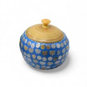 Pot en nacre fait à la main, incrustation de coquillages, pot de rangement décoratif pour la cuisine, la salle de bain et la décoration de la maison - Product Image 1