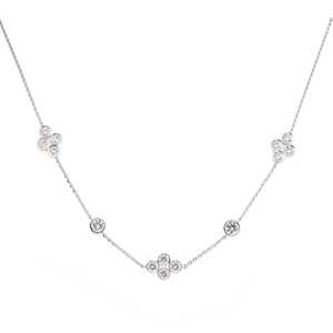 Collier triple choker fleur trèfle 2,25 carats pour femmes |   Le meilleur cadeau pour elle |   Diamant de laboratoire en or blanc 14 carats - Product Image 2