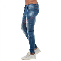 Dar Kesim Hip Hop Sokak Modası Kot Pantolon Erkek 2025 Slim Fit Yırtık Esnek Denim Büyük Beden Mavi Eskitme Efekti Elastik Taşlanmış Perçinli