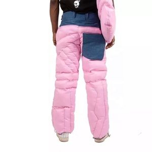 Custom <b>Men's</b> Mid Waist Casual Style Winter <b>Thermal</b> Skating <b>Pants</b> Black Canvas Puffer Camping Drawstring with Embroidered Design - Product Image 5