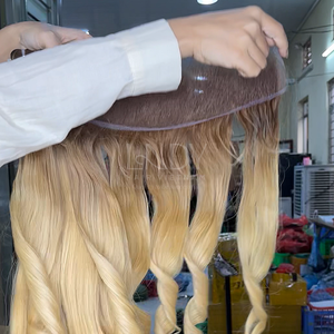 Extensiones de cabello humano de color rubio ondulado de la mejor calidad y frontal para hacer pelucas - Product Image 2