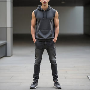 Sweat à capuche d'entraînement sans manches pour hommes léger à séchage rapide Summer Fitness Wear Singlet Hood Top Men - Product Image 3