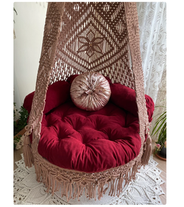 Chaise suspendue pour adultes, décoration intérieure, style balançoire de mariage, en coton teint à la main, naturelle, pour bébé - Product Image 3