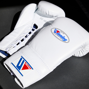 Guantes de boxeo ganadores blancos de alta calidad Guantes de boxeo profesionales Suministro de fabricante de cuero genuino - Product Image 1
